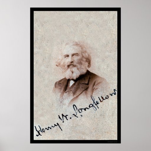 Henry Longfellow Signed Card 1860 Poster