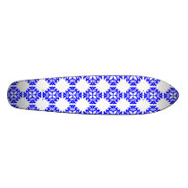 Her Cute Girly Style Blue & White Damask Girls Skate Board Decks