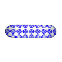 Her Cute Girly Style Blue & White Damask Girls Custom Skateboard
