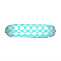 Her Cute Girly Style Cyan & White Damask Girls Custom Skate Board
