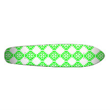 Her Cute Girly Style Lime & White Damask Girls Skate Boards