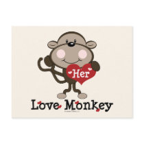 Her Love Monkey Valentine's Day Humour Postcard