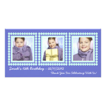 Her Photo in Lights Purple Birthday Diva Custom Photo Card