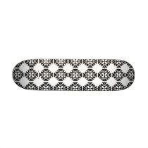 Her Vintage Girly Style Black & White Damask Girls Skateboards