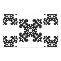 Her Vintage Girly Style Black & White Damask Girls Rectangular Stickers
