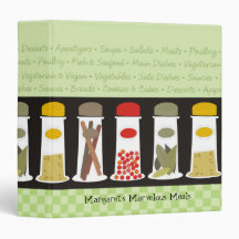 Herb and spice bottles recipe cookbook binder