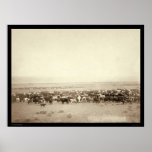 Herding Cattle at Moss Agate SD 1887 Print