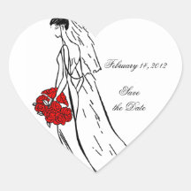 Here Comes the Bride Save the Date Heart Stickers