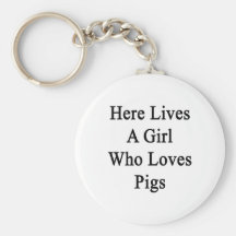 Here Lives A Girl Who Loves Pigs Keychain