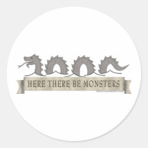 Here There Be Monsters Sticker