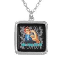 Hereditary Breast Cancer Rosie WE CAN DO IT Personalized Necklace