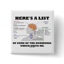 Here's A List Of Some Of The Hormones (Endocrine) Pinback Button