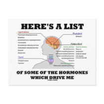 Here's A List Of Some Of The Hormones (Endocrine) Post Card