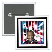 Herman Cain 2D Barcode Campaign Button