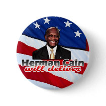 Herman Cain Will Deliver, Right-Wing Pizza Parody Pinback Buttons