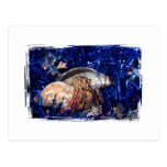 Hermit Crab Christmas Design Against Blue Tinsel Postcard
