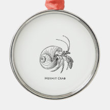 Hermit Crab Illustration (line art) Ornaments