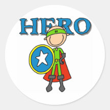 Hero Boy with Shield Round Sticker