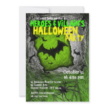 Hero Villian Halloween Party Invitation Bat