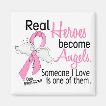 Heroes Become Angels Breast Cancer Fridge Magnet