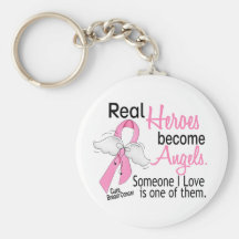 Heroes Become Angels Breast Cancer Keychain