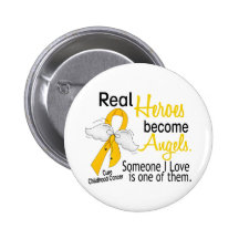 Heroes Become Angels Childhood Cancer Buttons