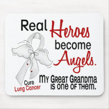 Heroes Become Angels Great Grandma Lung Cancer Mouse Pads