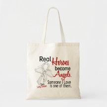 Heroes Become Angels Lung Cancer Tote Bags