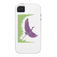Heron Crane Flying Retro Vibe iPhone 4 Case