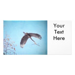 Heron Flying with Branch for Nest Photo Card Template