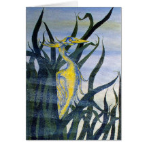 Heron in Reeds Note Card
