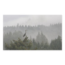 Heron in the Mist Rectangular Stickers