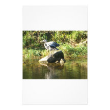 Heron on a rock customized stationery