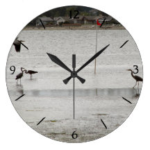 Heron Party Round Wall Clock