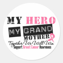 HÉROS de cancer du sein ma grand-mère Autocollants Ronds