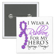 Hero's Inspiring Courage - Pancreatic Cancer Pinback Buttons