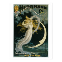 Herrmann ~ Maid of the Moon Vintage Magician Act Post Card