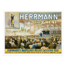 Herrmann The Great ~ Vintage Bullet Catching Act Postcards
