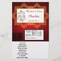 Hershey's Large Bar Wrapper Lord Ganesha/Hindu Red Full Color Flyer