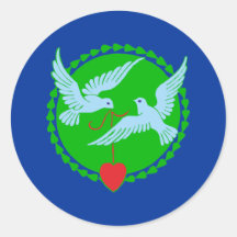 Herz Tauben heart doves Runde Aufkleber