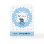 "he's here!" Baby Boy Birth Announcement Greeting Card