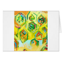Hexagones crus verdâtres (expressionisme géométriq cartes de vœux