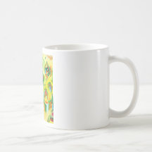 Hexagones crus verdâtres (expressionisme géométriq mug à café