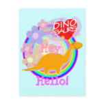 Hey Hello Flower Dino Postcard