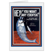Hey, You Want Any Codfish? Songbook Cover Greeting Cards