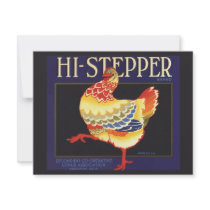 Hi Stepper Chicken Vintage Fruit Crate Label Art Custom Announcement