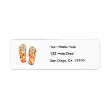 Hibiscus Beaded Flip Flops Return Address Labels