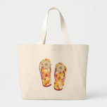 Hibiscus Beaded Flip Flops Tote Bags