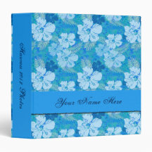 Hibiscus Blue Batik 3 Ring Binders