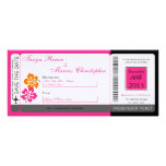Hibiscus Boarding Pass Linen Wedding Invitation